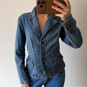 Vintage 90s/y2k St. John’s Bay Stretch blue denim blazer jean jacket, Size PS